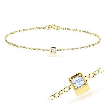 Gold Plated CZ Stone in Box Silver Bracelet BRS-260-GP